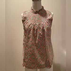 Jcrew ruffle neck pin tuck yoke top